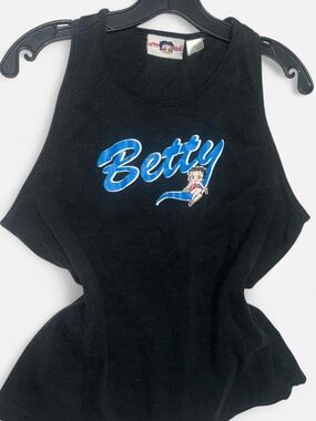 Betty Boop Black Tank Top with Blue Logo